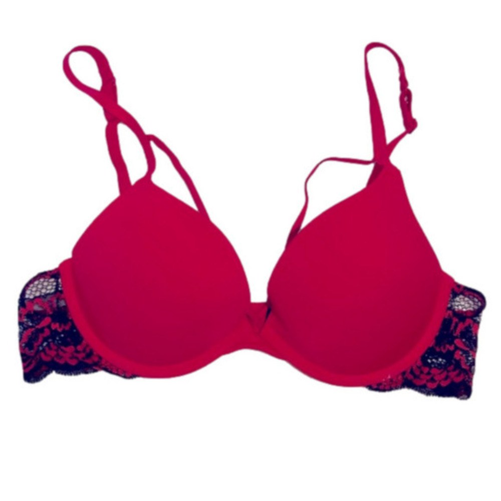 La SENZA Obsession Red with Blk/Red lace Push Up Padded Underwire Bra 34B